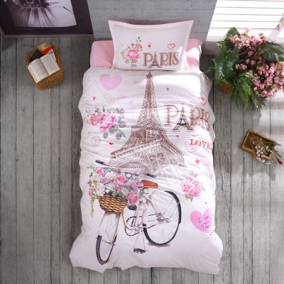 Lenjerie de pat ranforce 100% bumbac - o persoana (paris love)